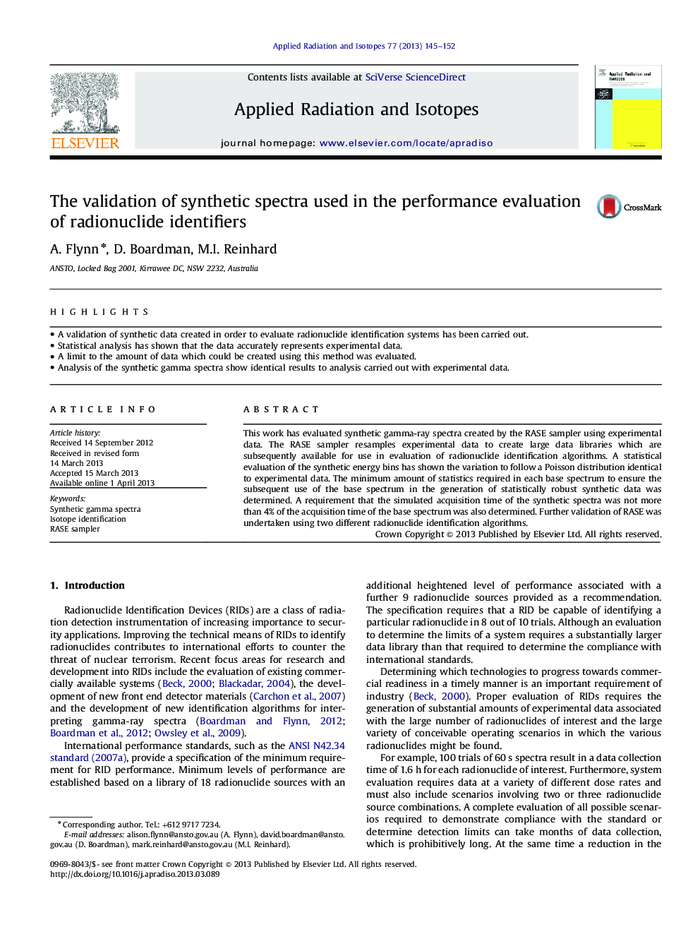 The validation of synthetic spectra used in the performance evaluation of radionuclide identifiers