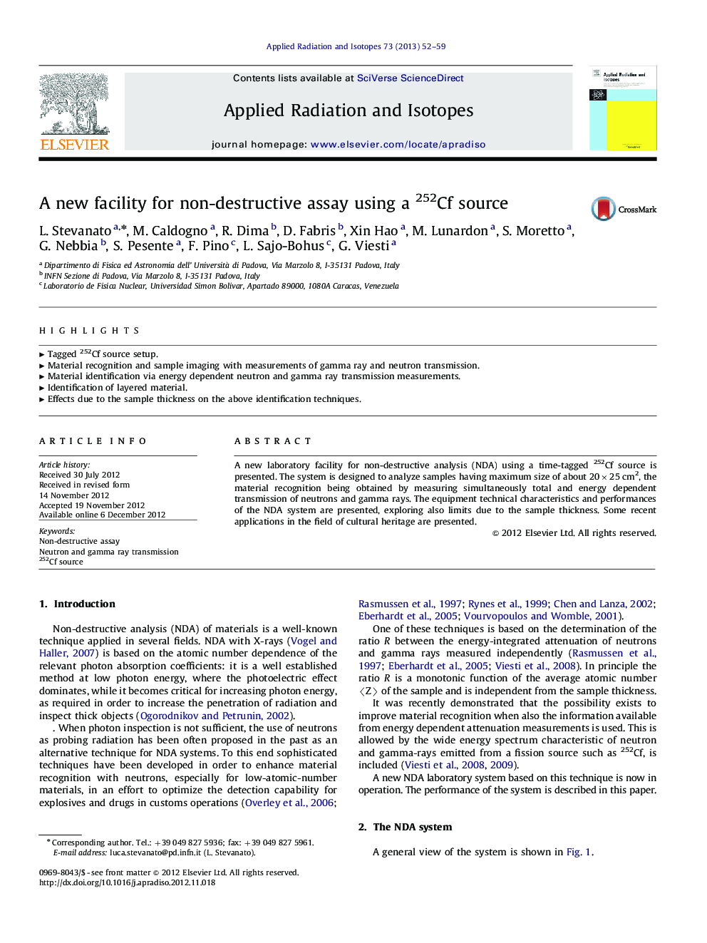 A new facility for non-destructive assay using a 252Cf source