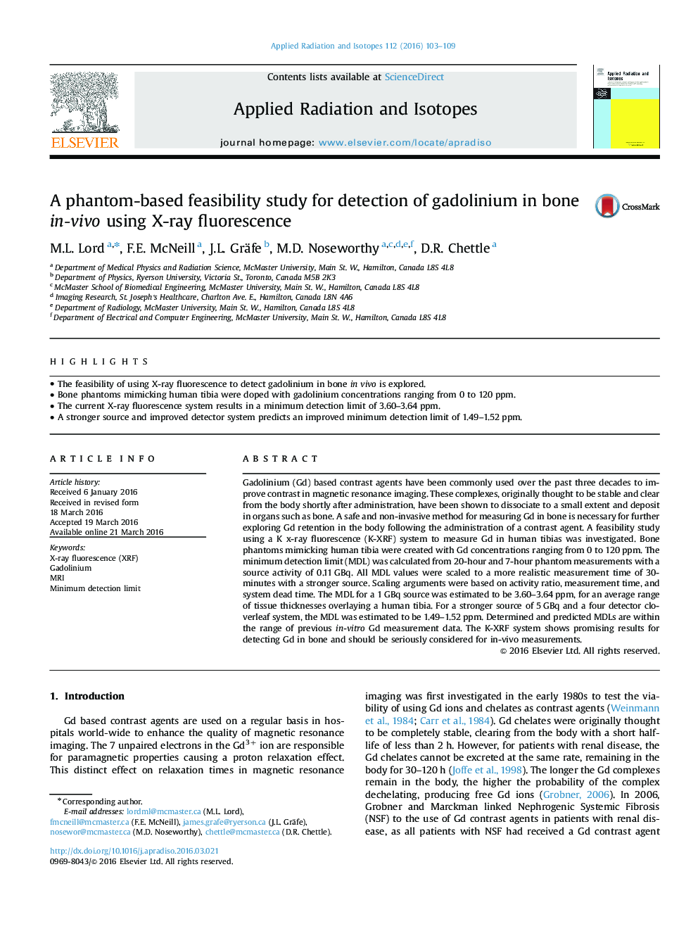 A phantom-based feasibility study for detection of gadolinium in bone in-vivo using X-ray fluorescence