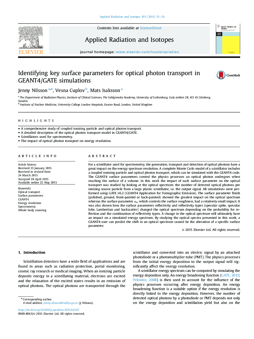 Identifying key surface parameters for optical photon transport in GEANT4/GATE simulations