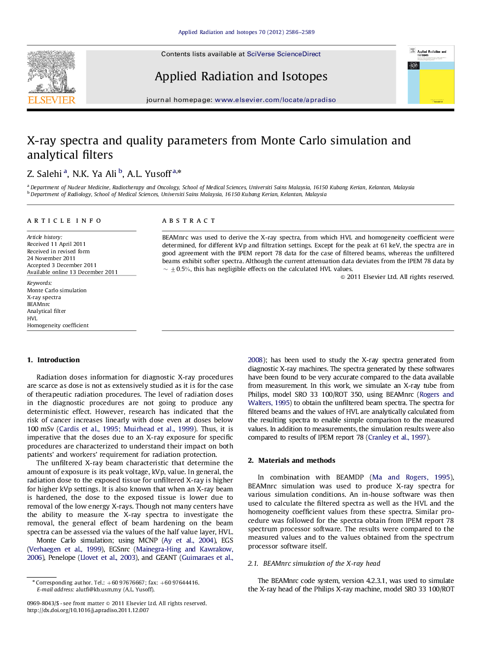 X-ray spectra and quality parameters from Monte Carlo simulation and analytical filters