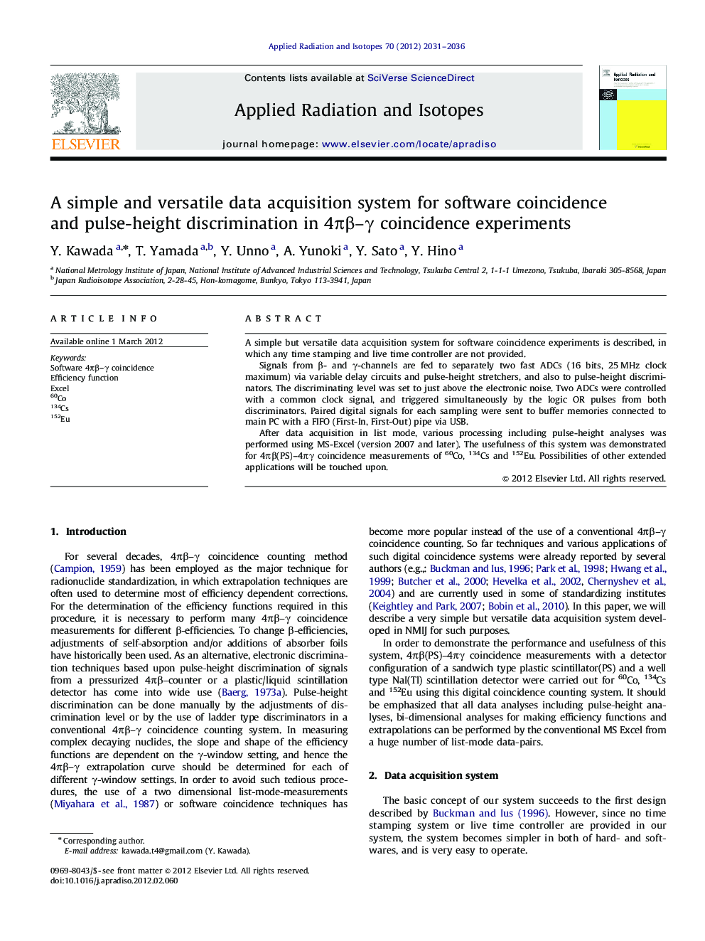 A simple and versatile data acquisition system for software coincidence and pulse-height discrimination in 4ÏÎ²-Î³ coincidence experiments