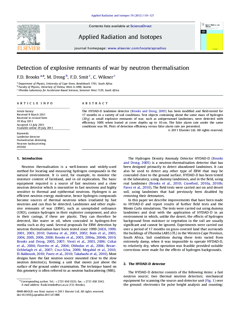 Detection of explosive remnants of war by neutron thermalisation