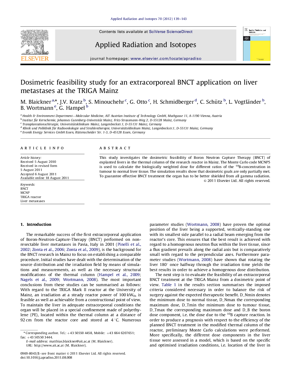 Dosimetric feasibility study for an extracorporeal BNCT application on liver metastases at the TRIGA Mainz