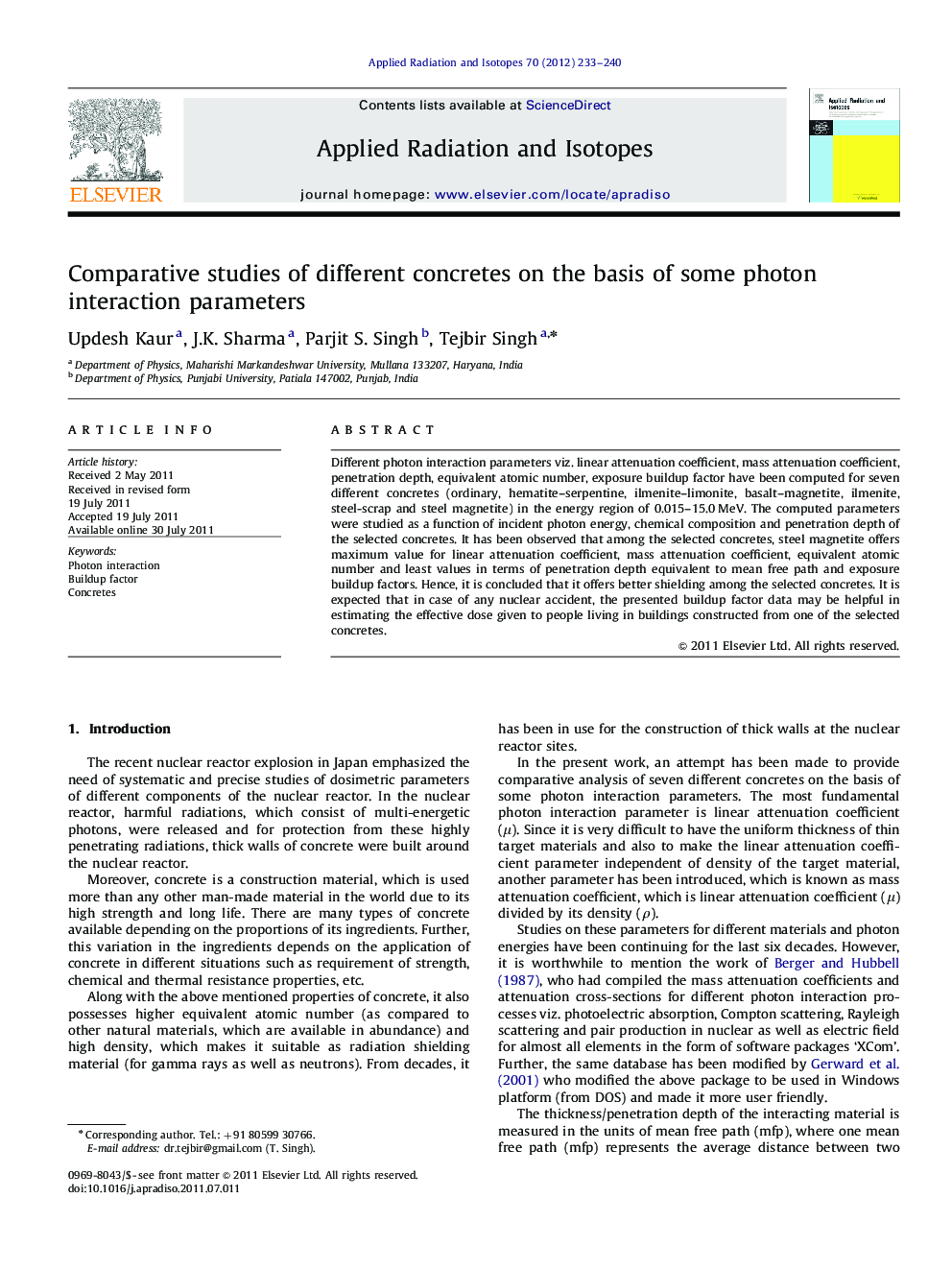 Comparative studies of different concretes on the basis of some photon interaction parameters