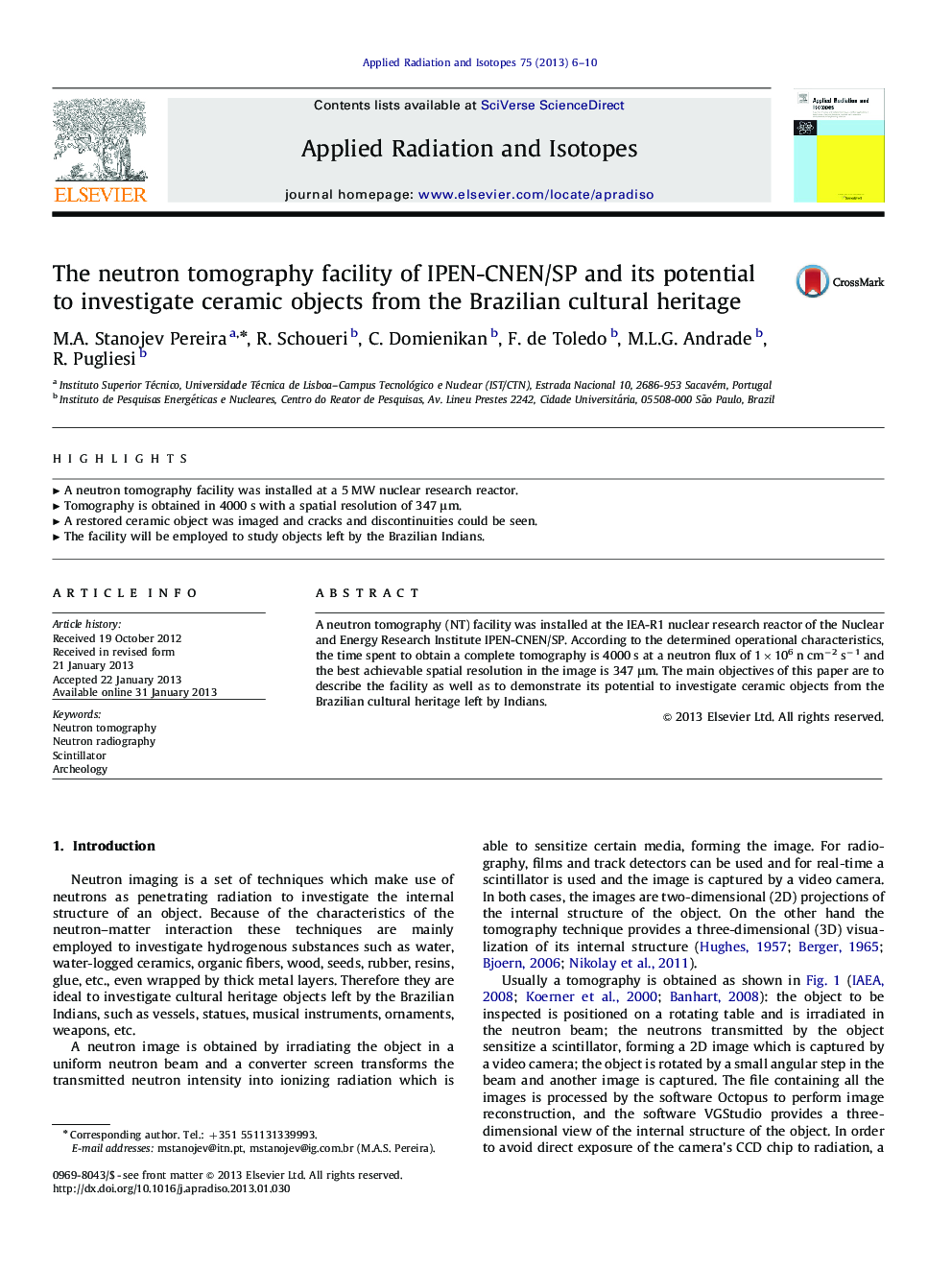 The neutron tomography facility of IPEN-CNEN/SP and its potential to investigate ceramic objects from the Brazilian cultural heritage