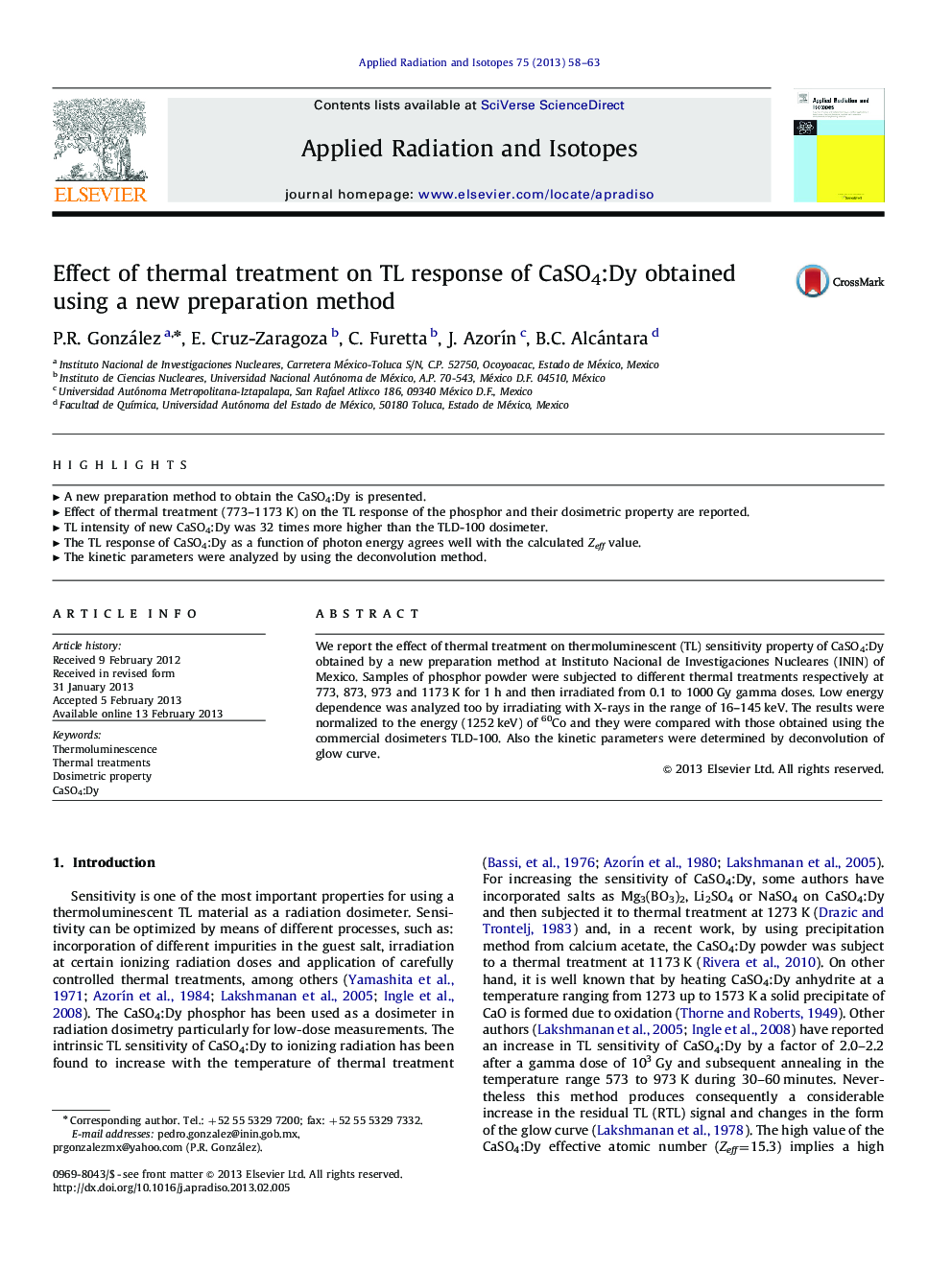 Effect of thermal treatment on TL response of CaSO4:Dy obtained using a new preparation method