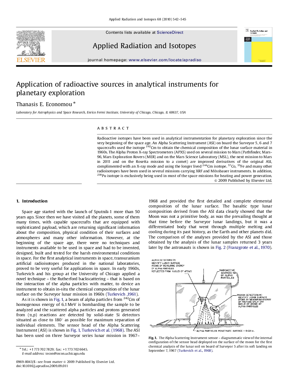 Application of radioactive sources in analytical instruments for planetary exploration