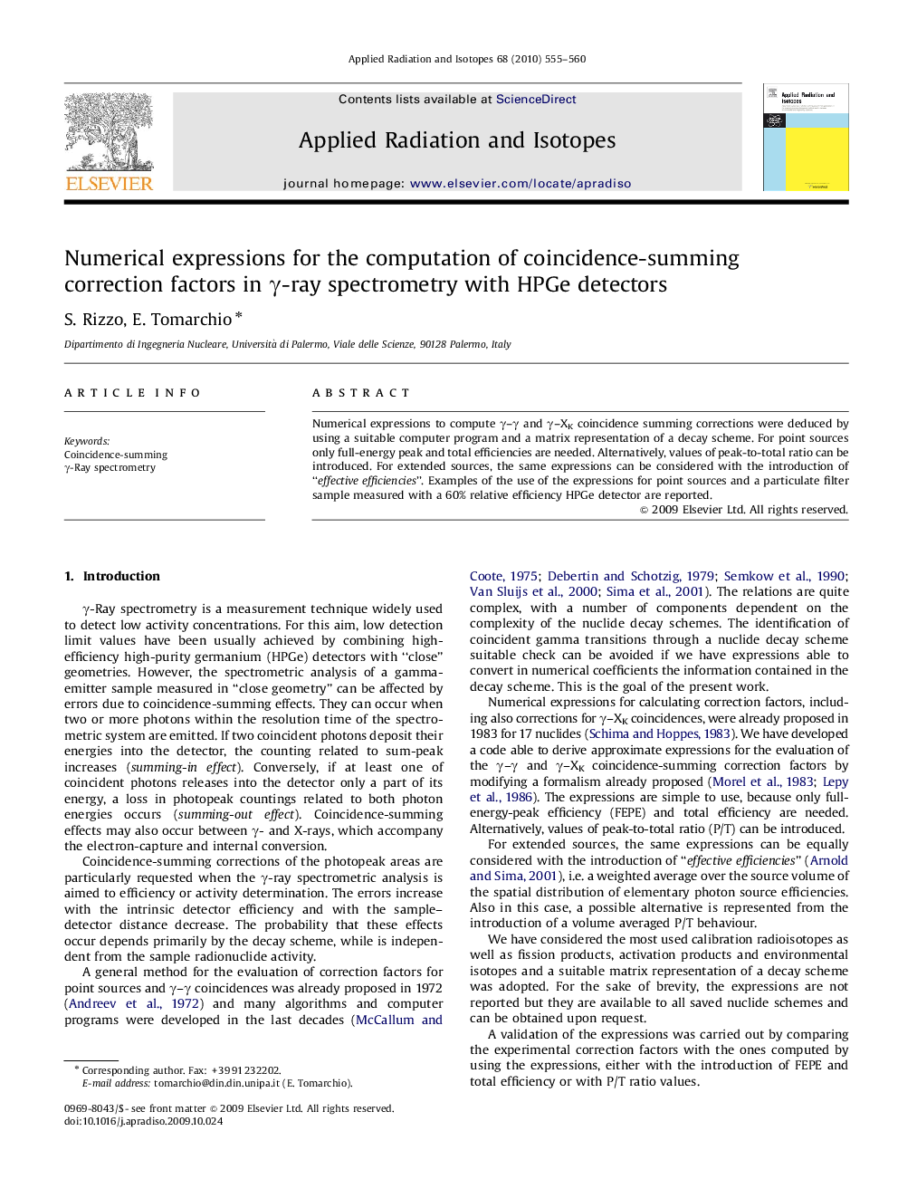 Numerical expressions for the computation of coincidence-summing correction factors in Î³-ray spectrometry with HPGe detectors