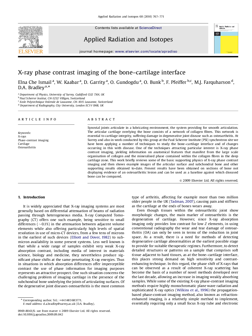 عکس صفحه اول مقاله: X-ray phase contrast imaging of the bone–cartilage interface X-ray phase contrast imaging of the bone–cartilage interface