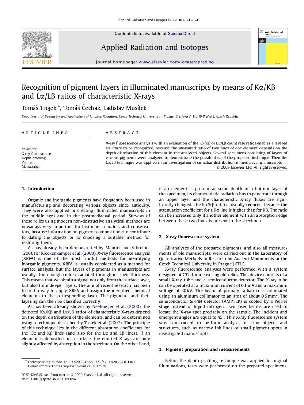 Recognition of pigment layers in illuminated manuscripts by means of Kα/Kβ and Lα/Lβ ratios of characteristic X-rays