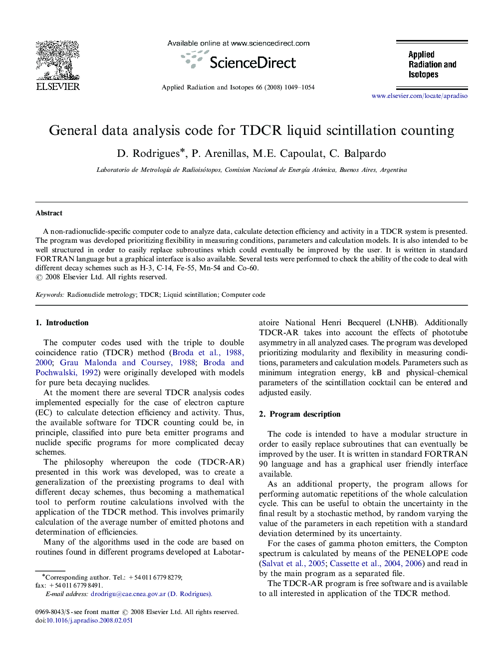 General data analysis code for TDCR liquid scintillation counting