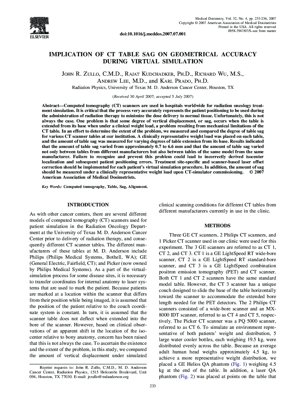 Implication of CT Table Sag on Geometrical Accuracy During Virtual Simulation