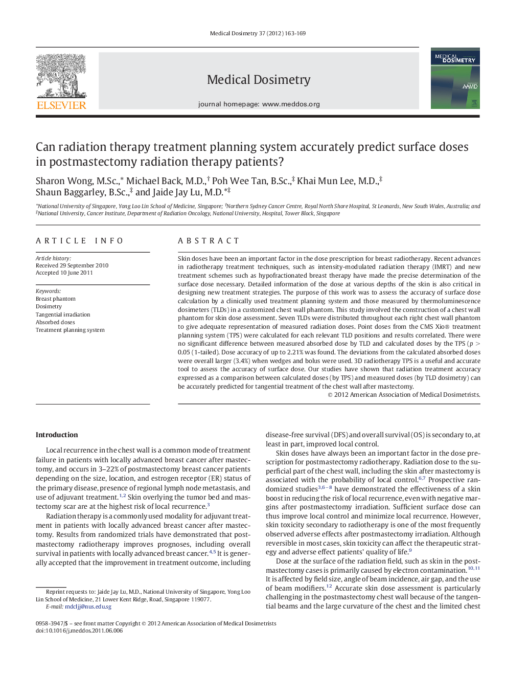 Can radiation therapy treatment planning system accurately predict surface doses in postmastectomy radiation therapy patients?