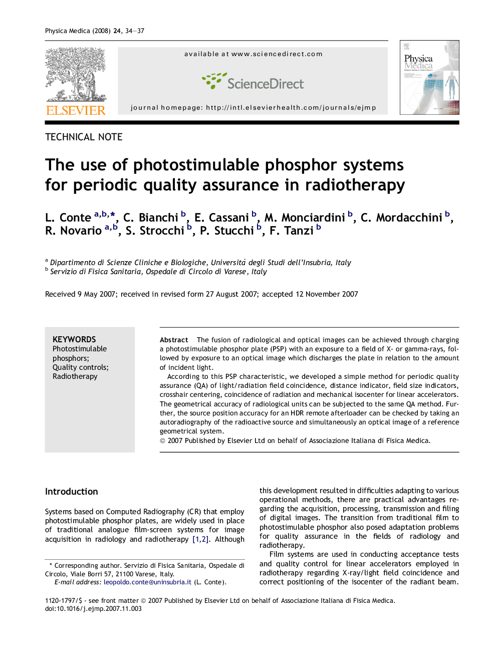 The use of photostimulable phosphor systems for periodic quality assurance in radiotherapy