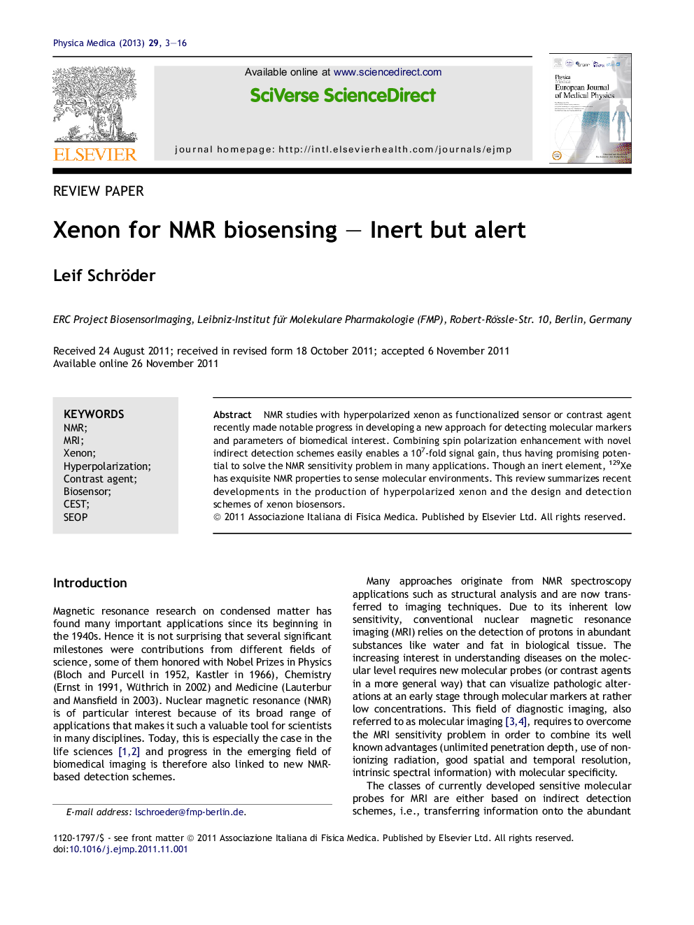 Xenon for NMR biosensing – Inert but alert