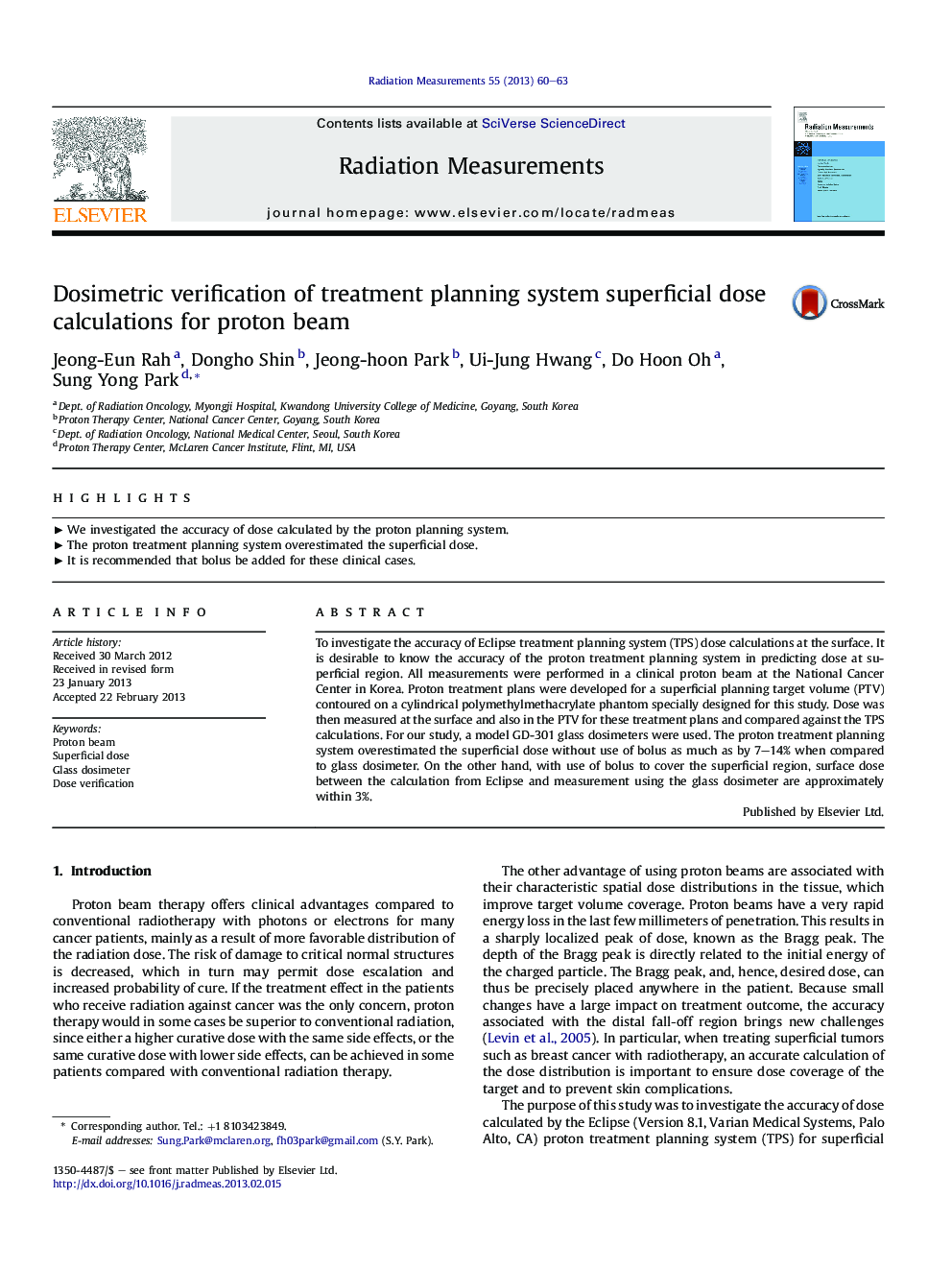 Dosimetric verification of treatment planning system superficial dose calculations for proton beam