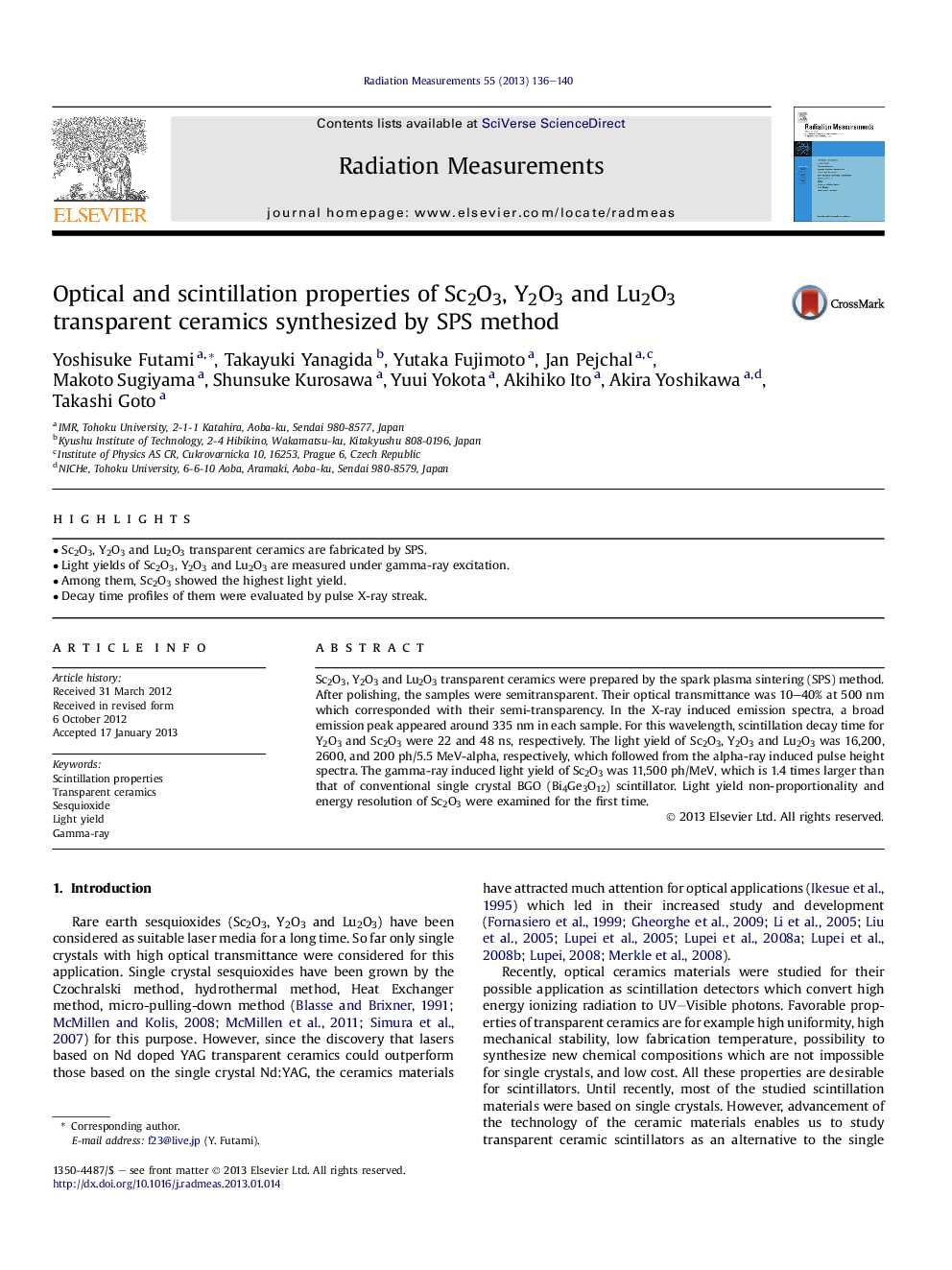 Optical and scintillation properties of Sc2O3, Y2O3 and Lu2O3 transparent ceramics synthesized by SPS method