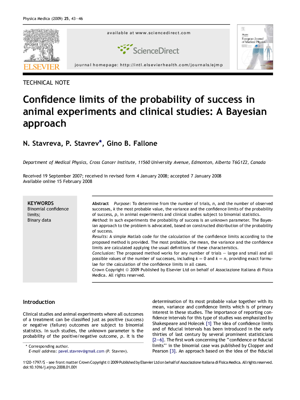 Confidence limits of the probability of success in animal experiments and clinical studies: A Bayesian approach