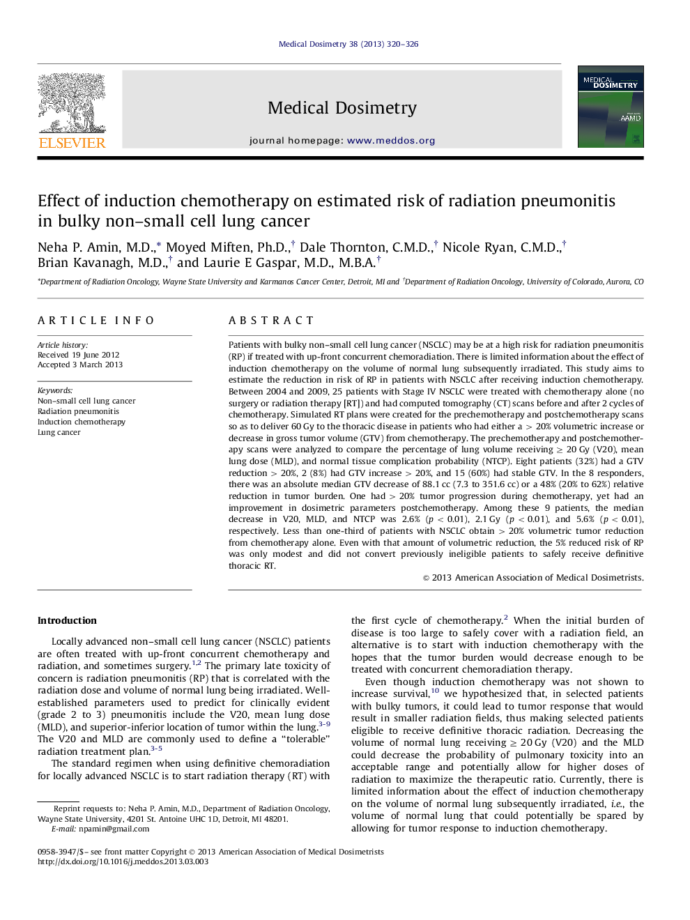 Effect of induction chemotherapy on estimated risk of radiation pneumonitis in bulky non-small cell lung cancer