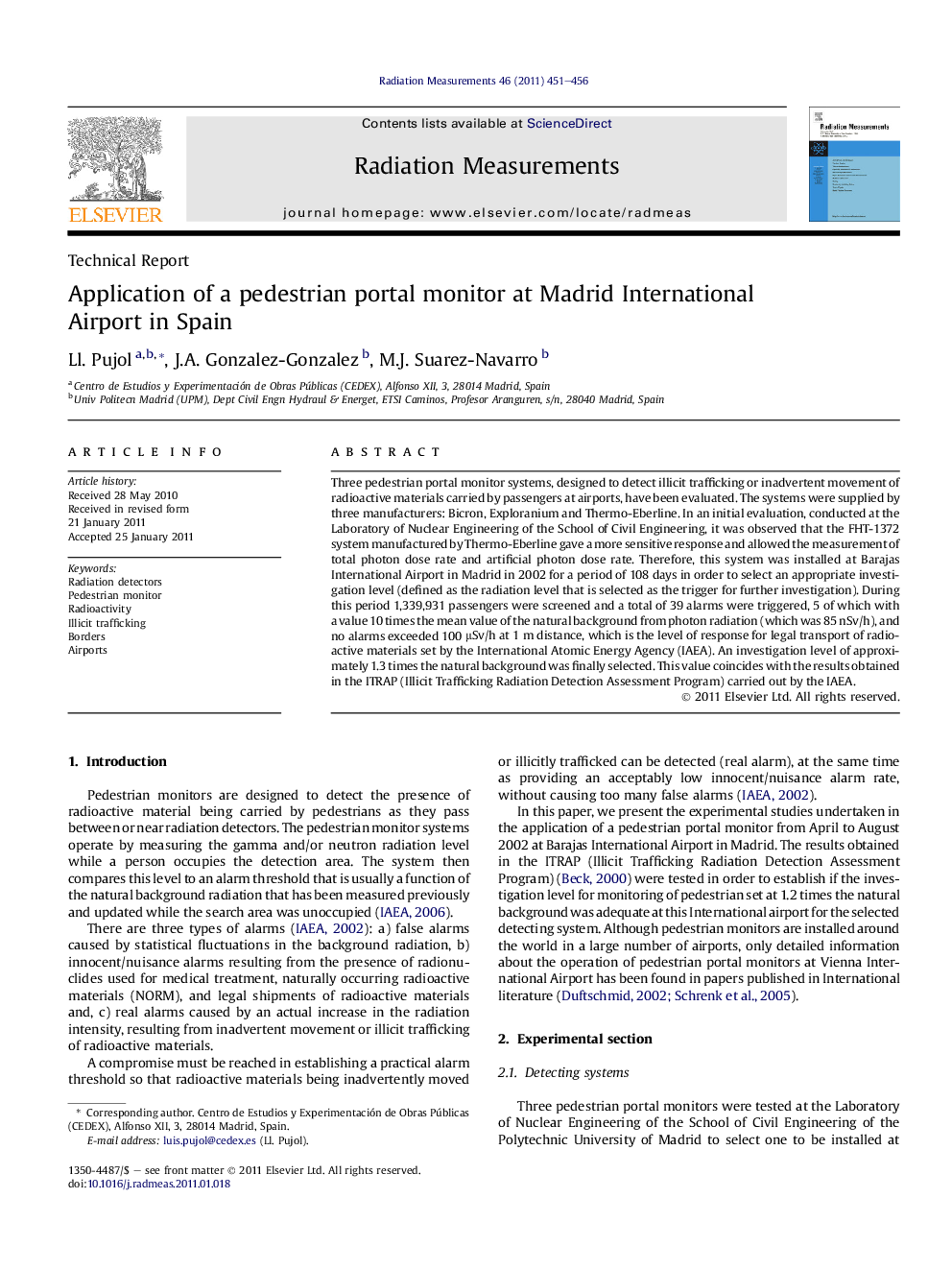 Application of a pedestrian portal monitor at Madrid International Airport in Spain