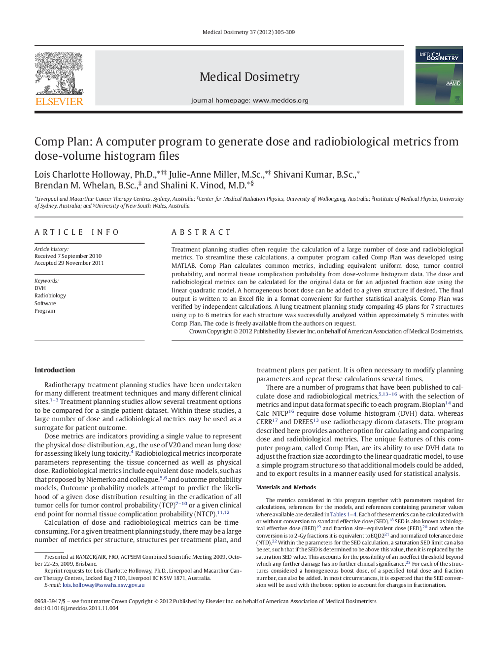 Comp Plan: A computer program to generate dose and radiobiological metrics from dose-volume histogram files