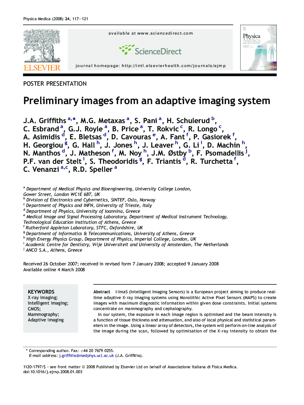 Preliminary images from an adaptive imaging system