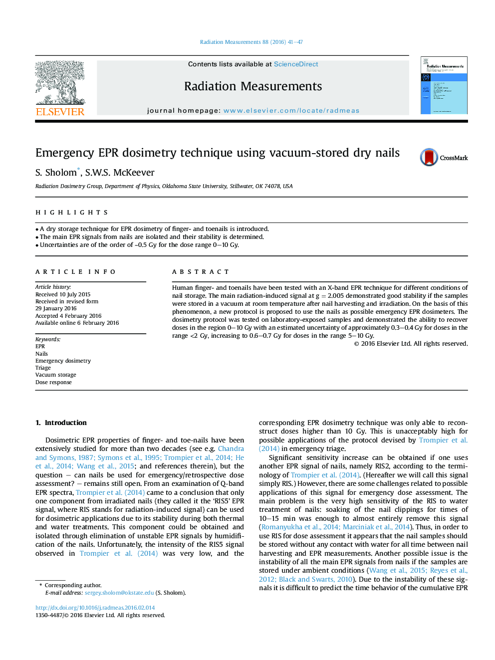 Emergency EPR dosimetry technique using vacuum-stored dry nails