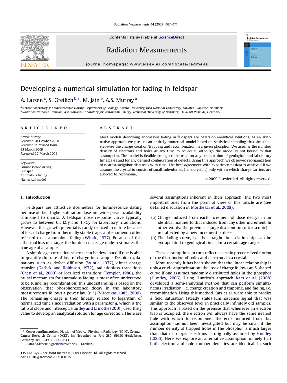 Developing a numerical simulation for fading in feldspar