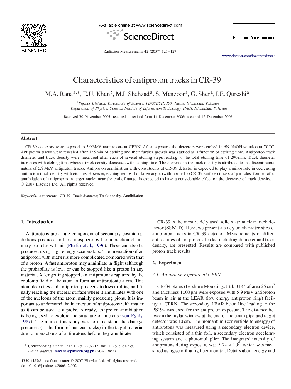 Characteristics of antiproton tracks in CR-39