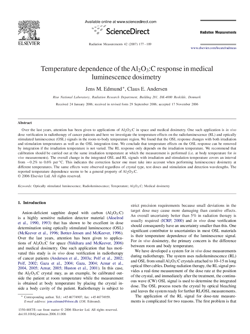 Temperature dependence of the Al2O3:C response in medical luminescence dosimetry