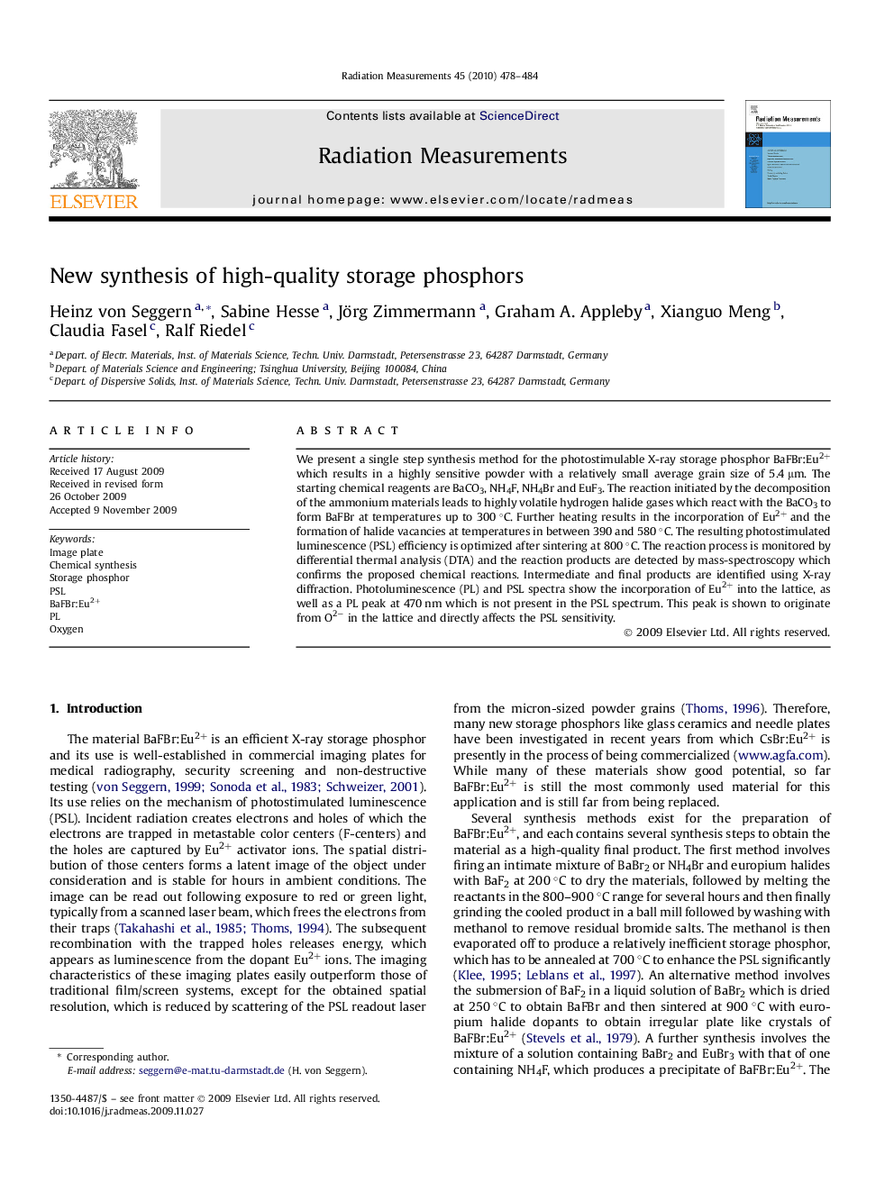 New synthesis of high-quality storage phosphors