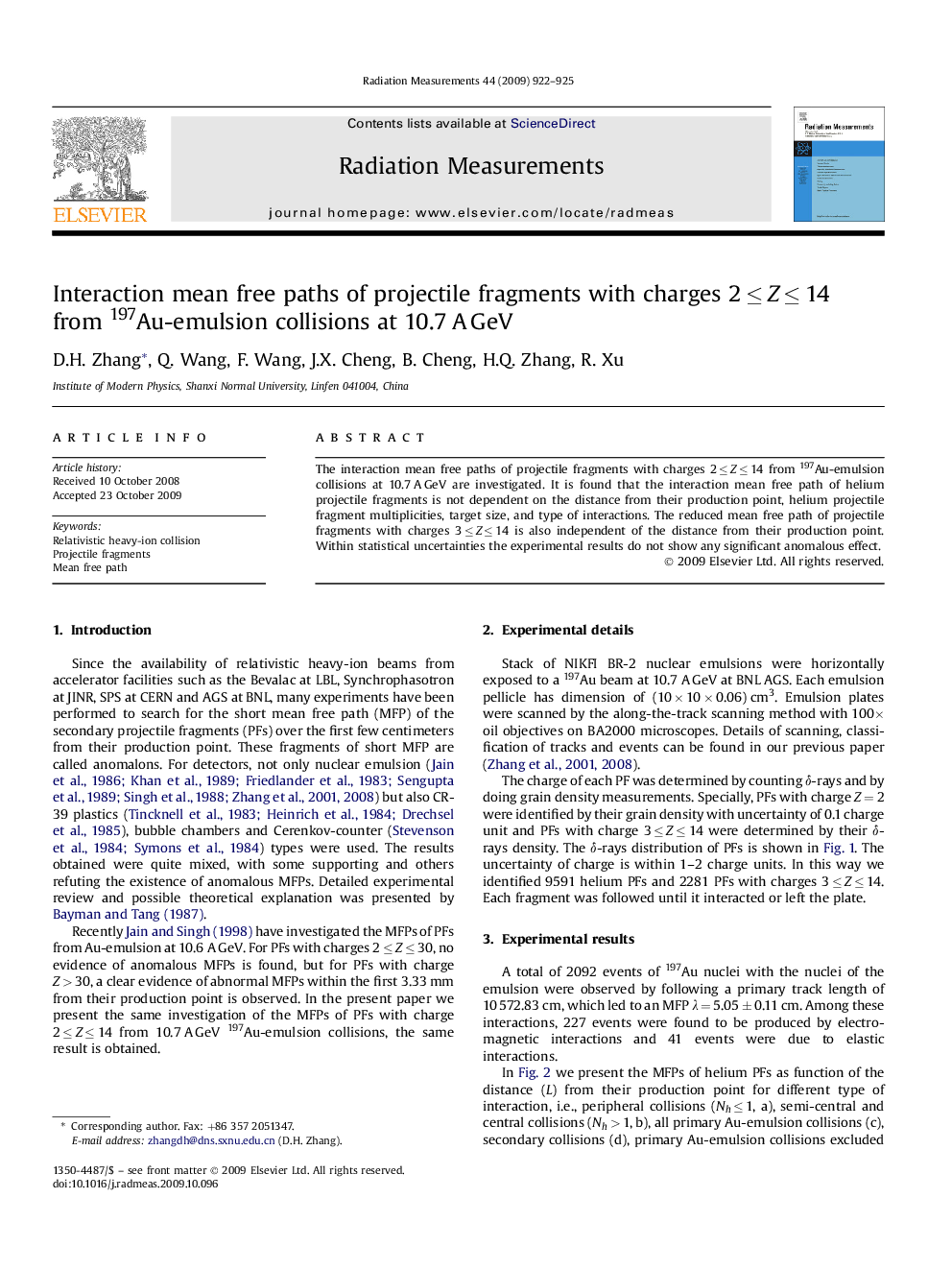 Interaction mean free paths of projectile fragments with charges 2Â â¤Â ZÂ â¤Â 14 from 197Au-emulsion collisions at 10.7Â AÂ GeV