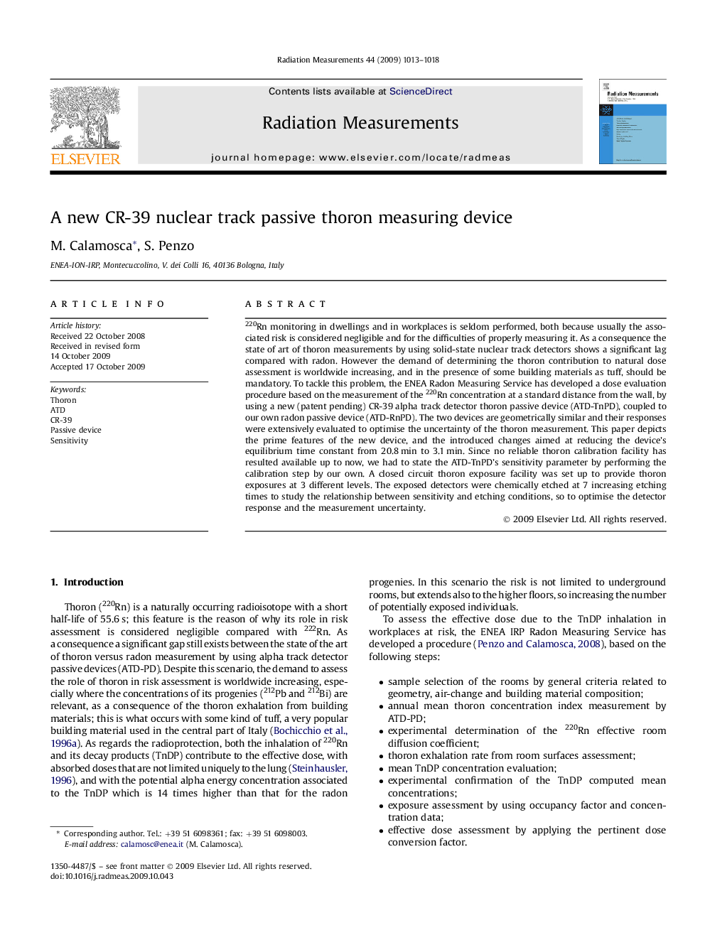 A new CR-39 nuclear track passive thoron measuring device