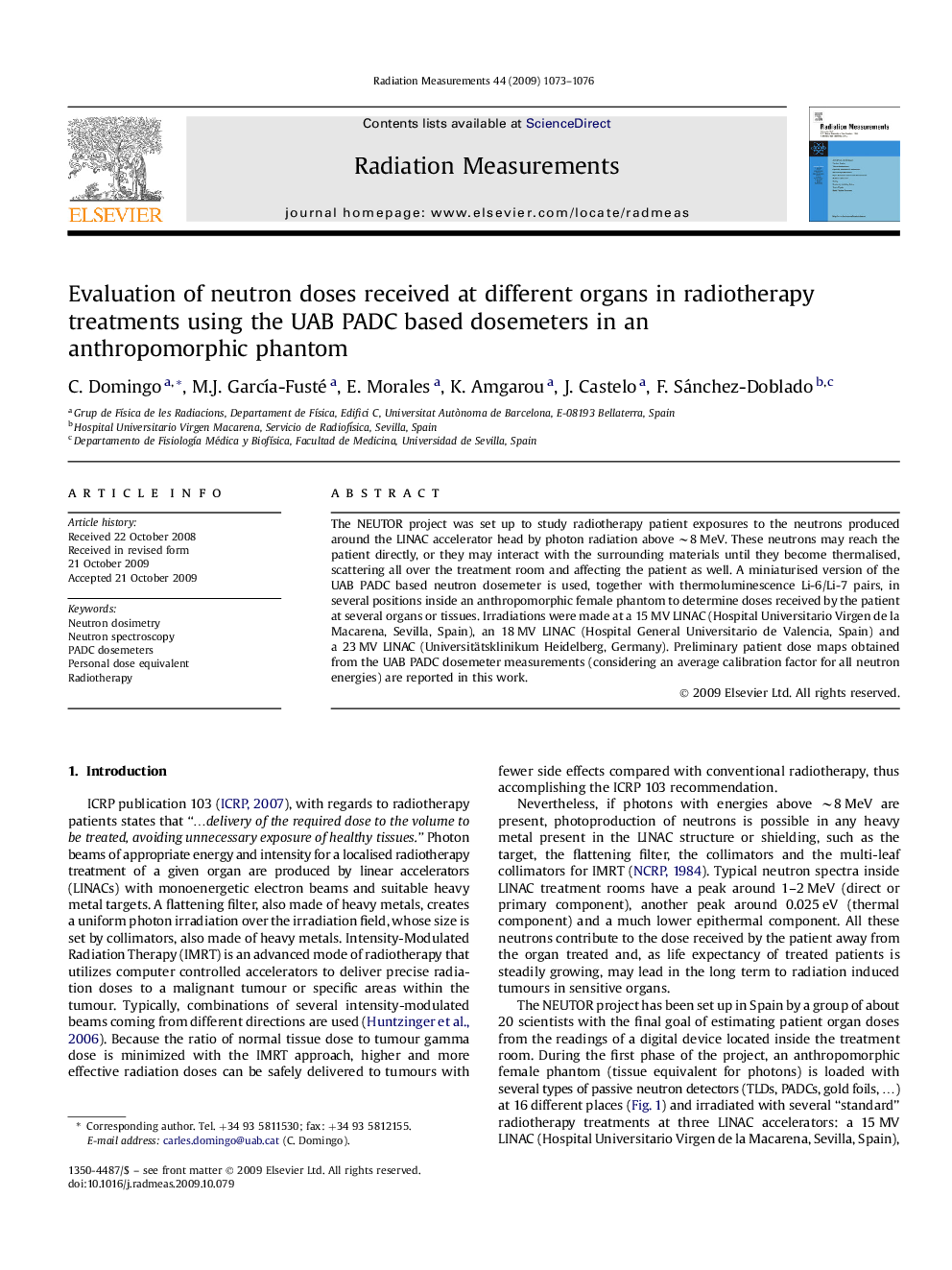 Evaluation of neutron doses received at different organs in radiotherapy treatments using the UAB PADC based dosemeters in an anthropomorphic phantom