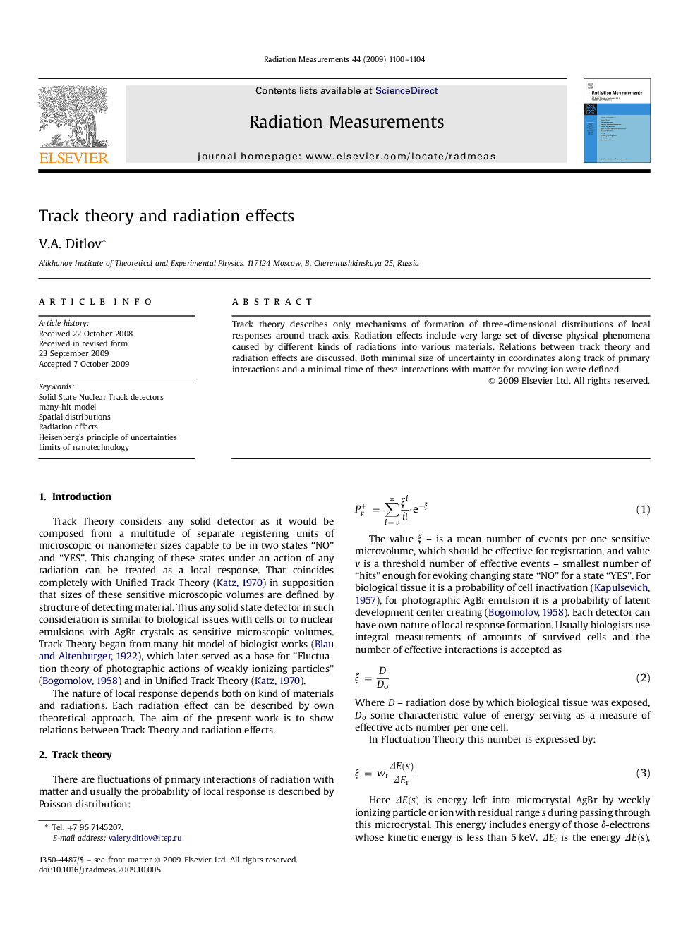 Track theory and radiation effects