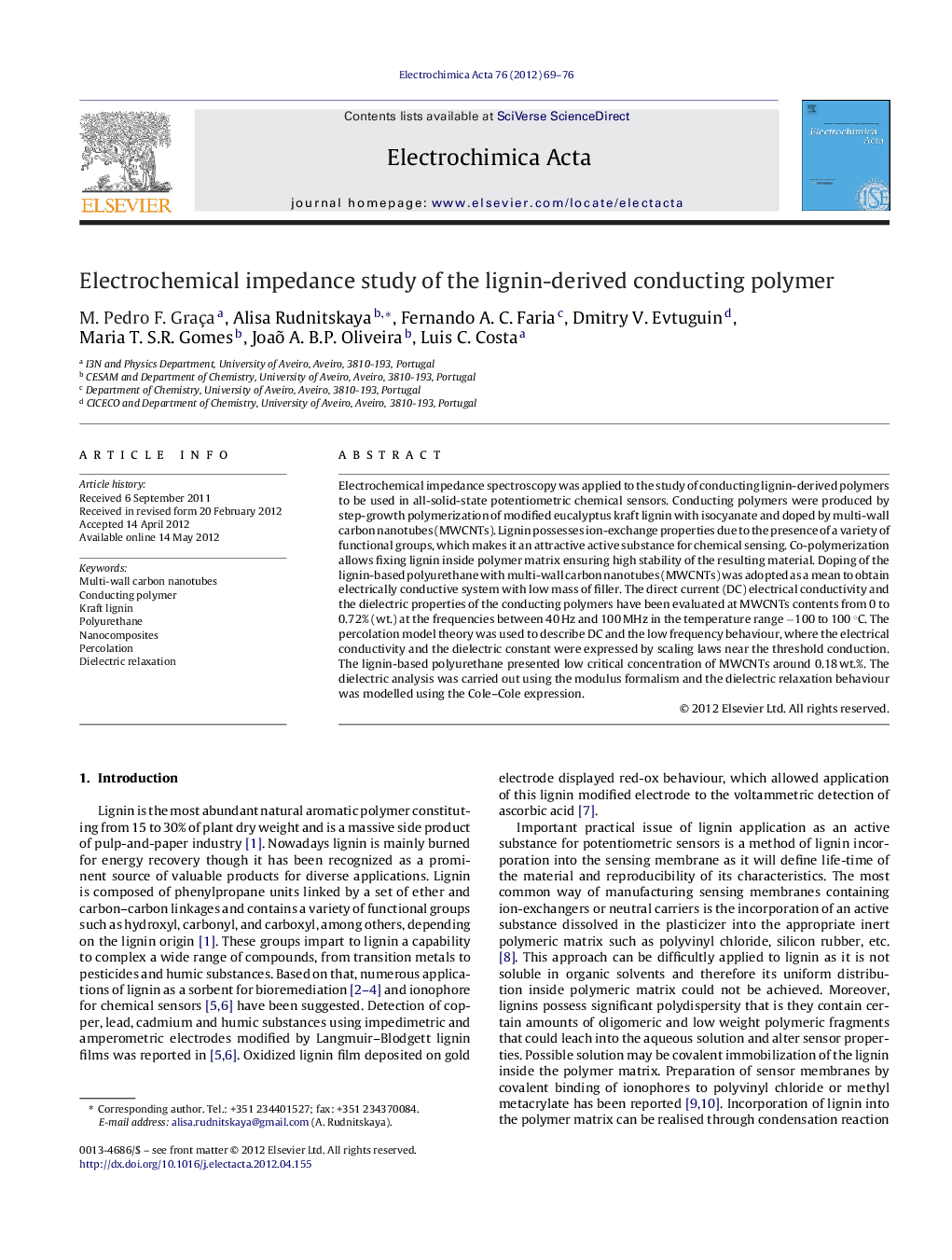 Electrochemical impedance study of the lignin-derived conducting polymer