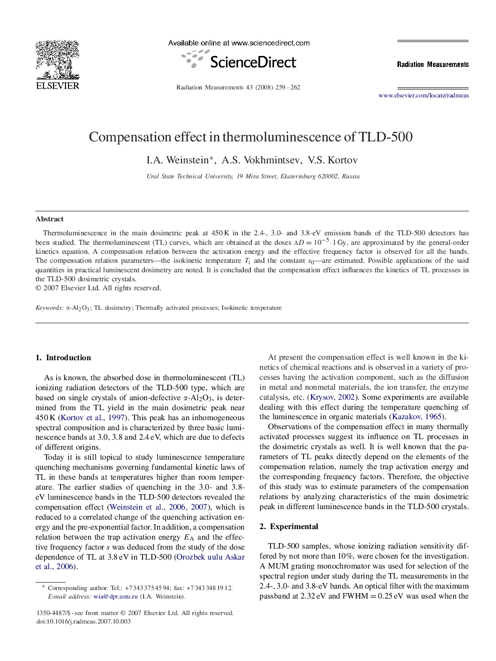 Compensation effect in thermoluminescence of TLD-500