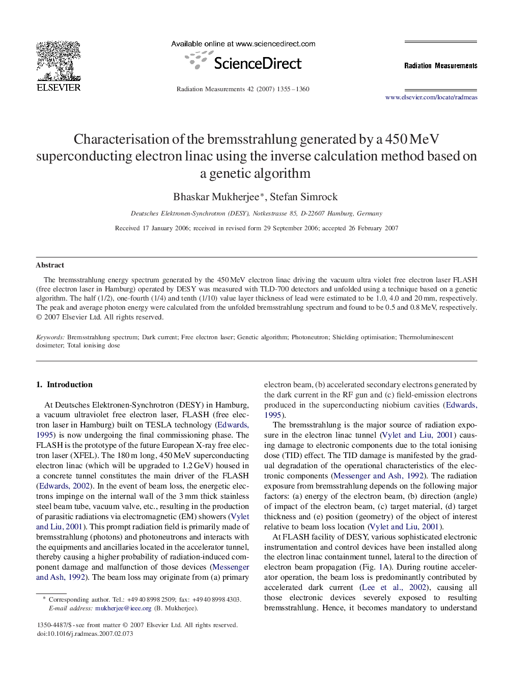 Characterisation of the bremsstrahlung generated by a 450 MeV superconducting electron linac using the inverse calculation method based on a genetic algorithm