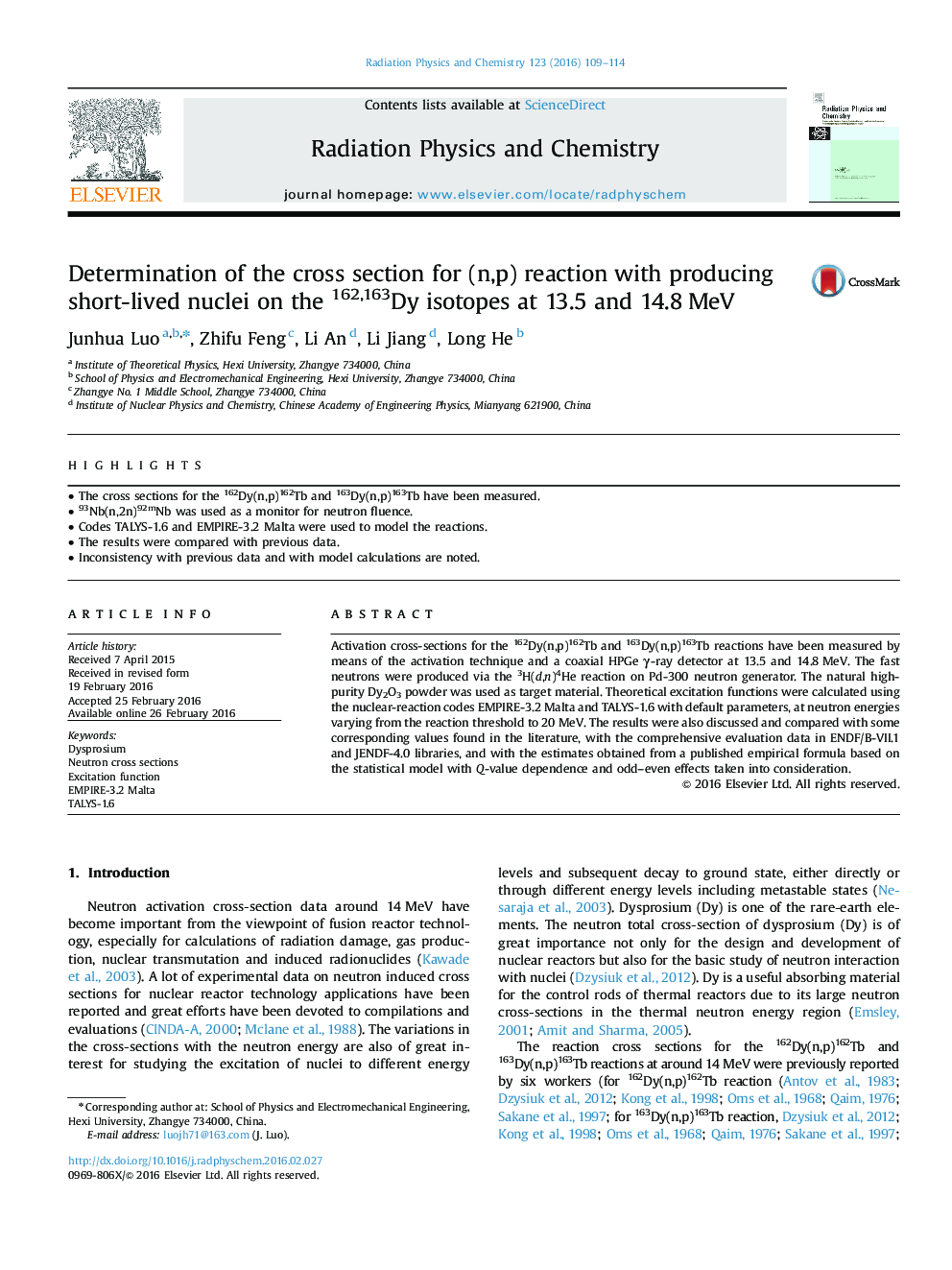 Determination of the cross section for (n,p) reaction with producing short-lived nuclei on the 162,163Dy isotopes at 13.5 and 14.8 MeV