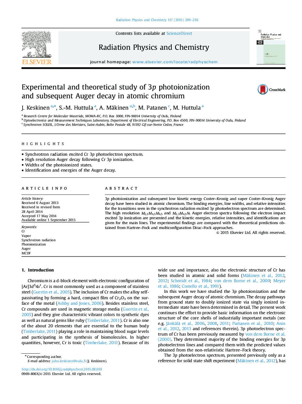 Experimental and theoretical study of 3p photoionization and subsequent Auger decay in atomic chromium