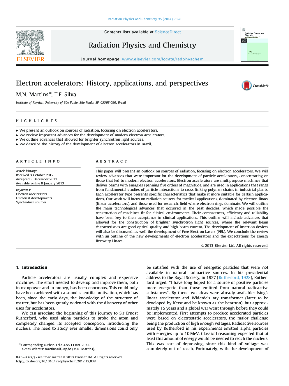 Electron accelerators: History, applications, and perspectives