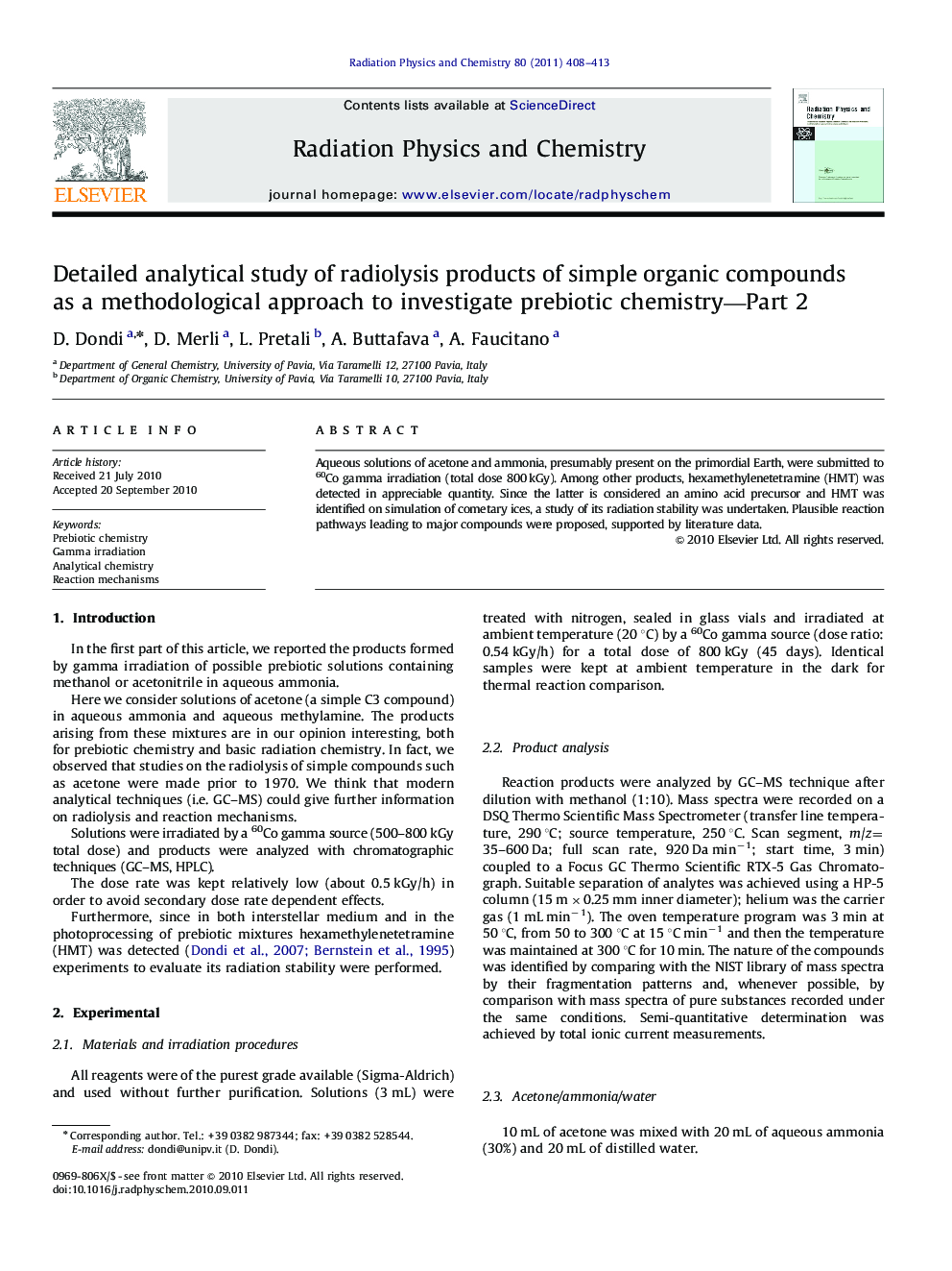 Detailed analytical study of radiolysis products of simple organic compounds as a methodological approach to investigate prebiotic chemistry—Part 2