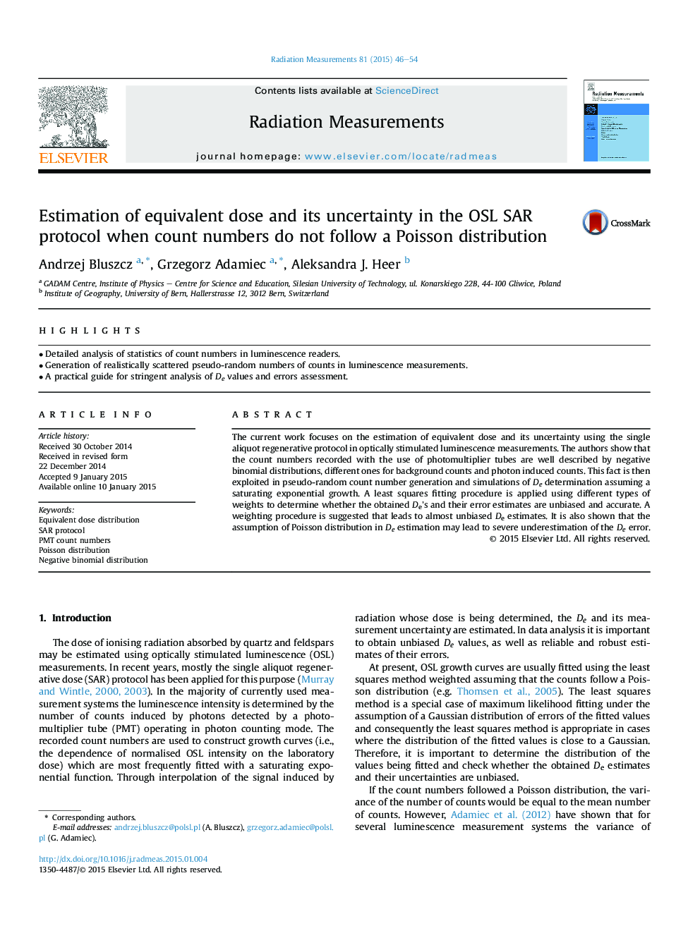 Estimation of equivalent dose and its uncertainty in the OSL SAR protocol when count numbers do not follow a Poisson distribution