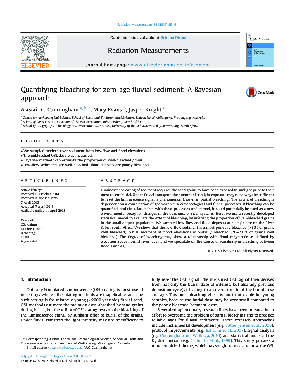 Quantifying bleaching for zero-age fluvial sediment: A Bayesian approach