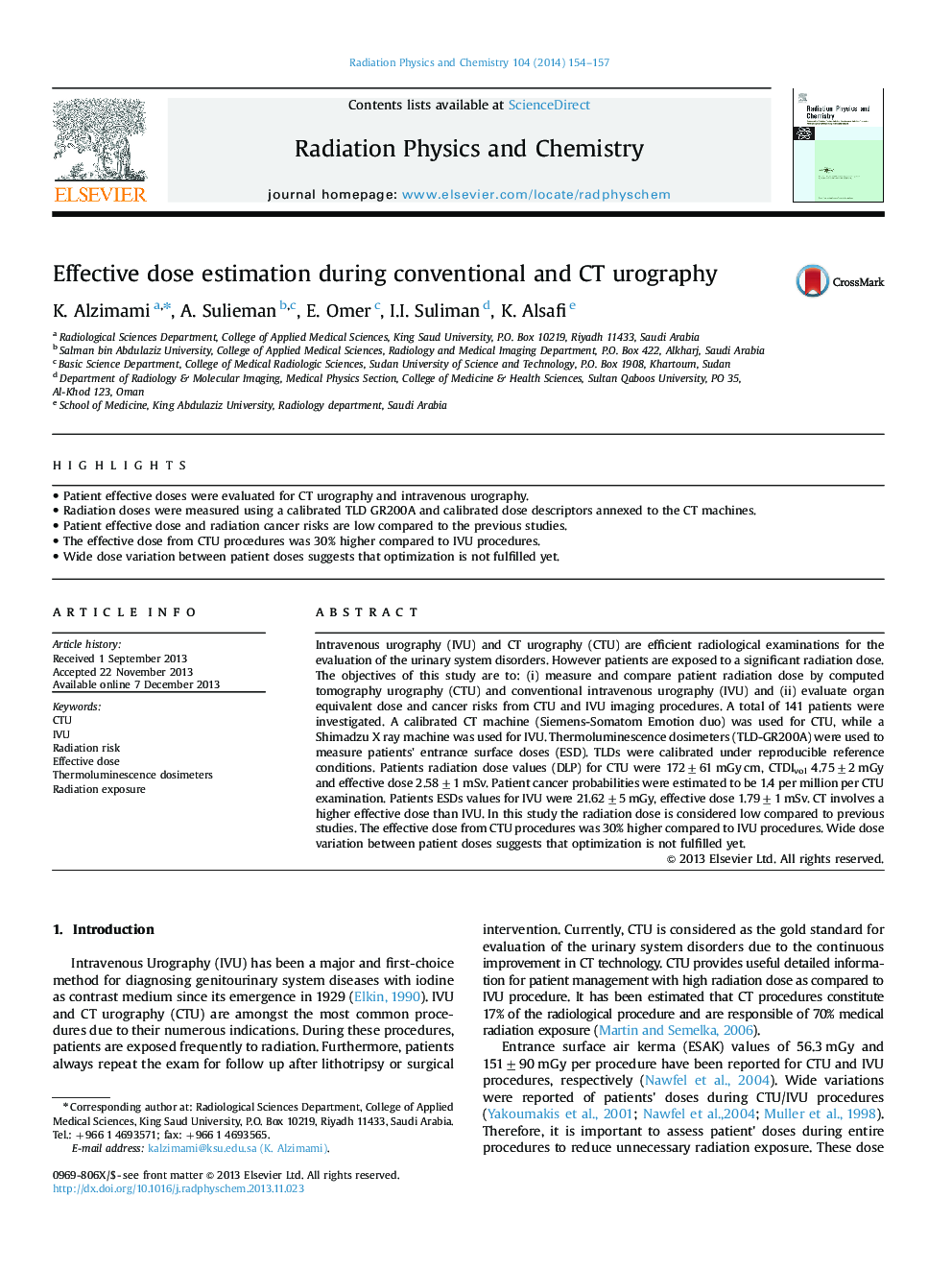 Effective dose estimation during conventional and CT urography