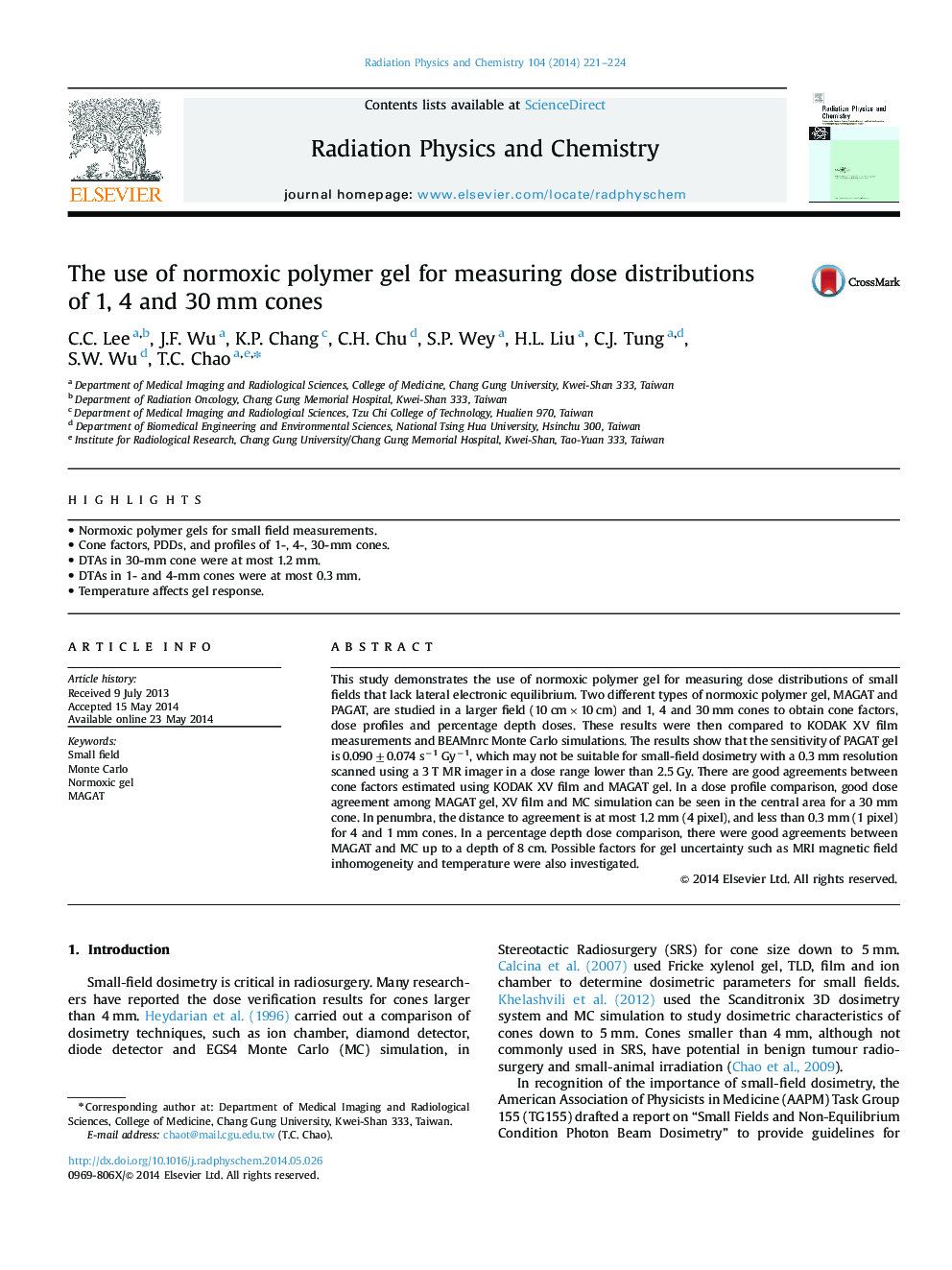 The use of normoxic polymer gel for measuring dose distributions of 1, 4 and 30 mm cones