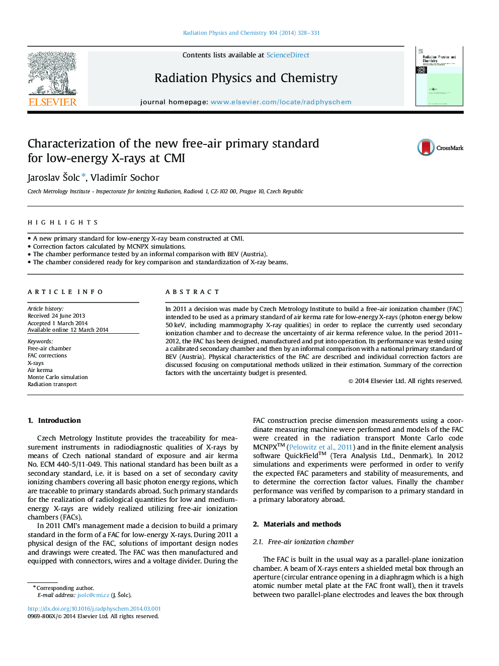 Characterization of the new free-air primary standard for low-energy X-rays at CMI