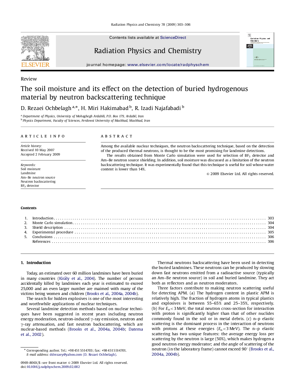 The soil moisture and its effect on the detection of buried hydrogenous material by neutron backscattering technique