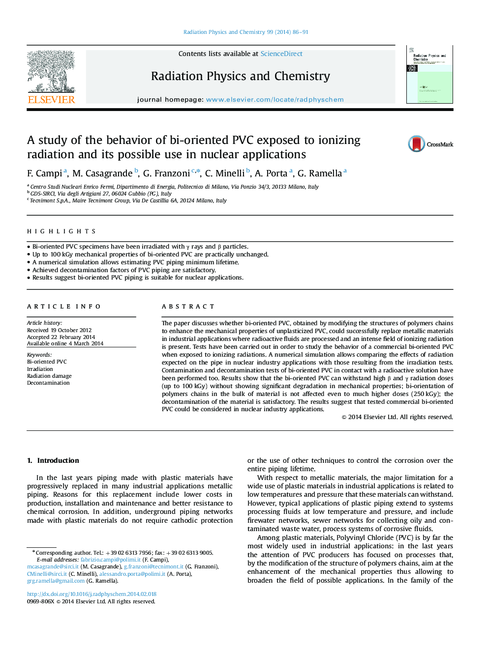 A study of the behavior of bi-oriented PVC exposed to ionizing radiation and its possible use in nuclear applications